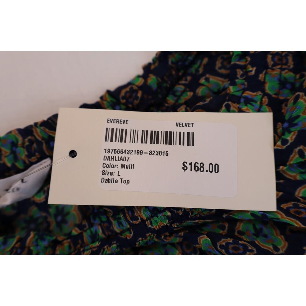 Velvet By Graham & Spencer Dahlia Blouse Women's Green Geometric Ruffle Size L - Picture 4 of 5